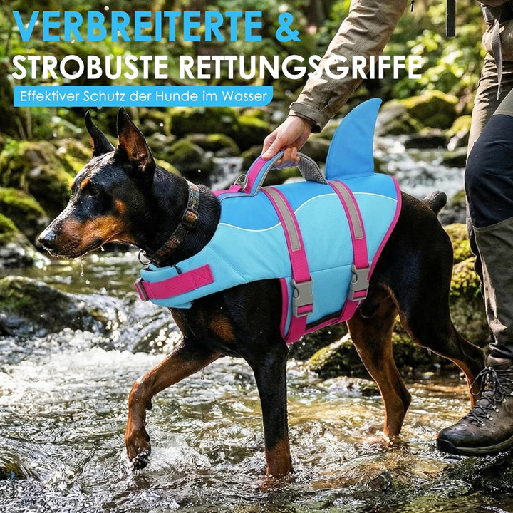 AOFITEE Schwimmweste Hund Klein, Verstellbar Hunde Schwimmweste Hai, Ripstop Hundeschwimmweste Klein