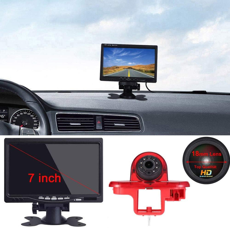 im 3.Bremslicht Bremsleuchte Rückfahrkamera Rückfahrsystem+7" LCD TFT Monitor Ersatz für Opel Vivaro