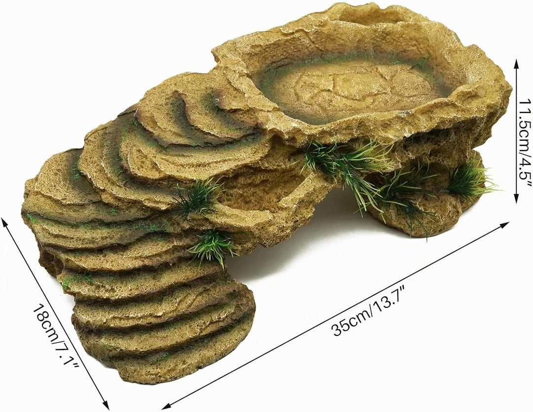 BREUAILY Schildkröten-Plattform Gross Harz Reptilien Rampe Schildkröte Reptilien Simuliert Rock Habi