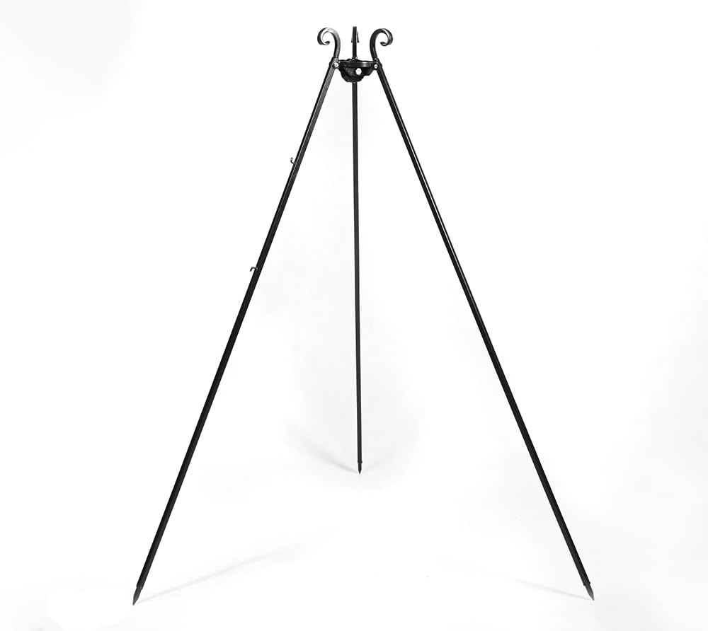 CookKing Schwenkgrill Dreibein aus Stahl mit Kettenset | Schwarz | Klappbar &amp; Handmade in Europe | F