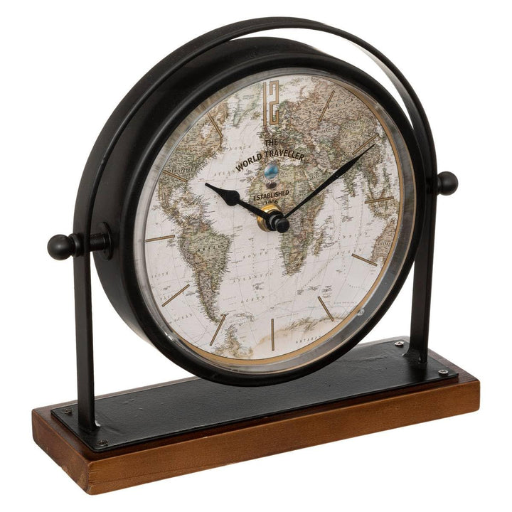 Tischuhr Flavia, Metall und Holz, schwarz, h20 cm - Atmosphera créateur d'intérieur