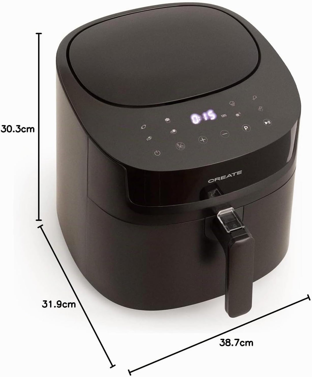 CREATE/FRYER AIR PRO LARGE/Heissluftfritteuse 6.2L Schwarz/Mit Timer, Monitor LCD, praktisch, einfac