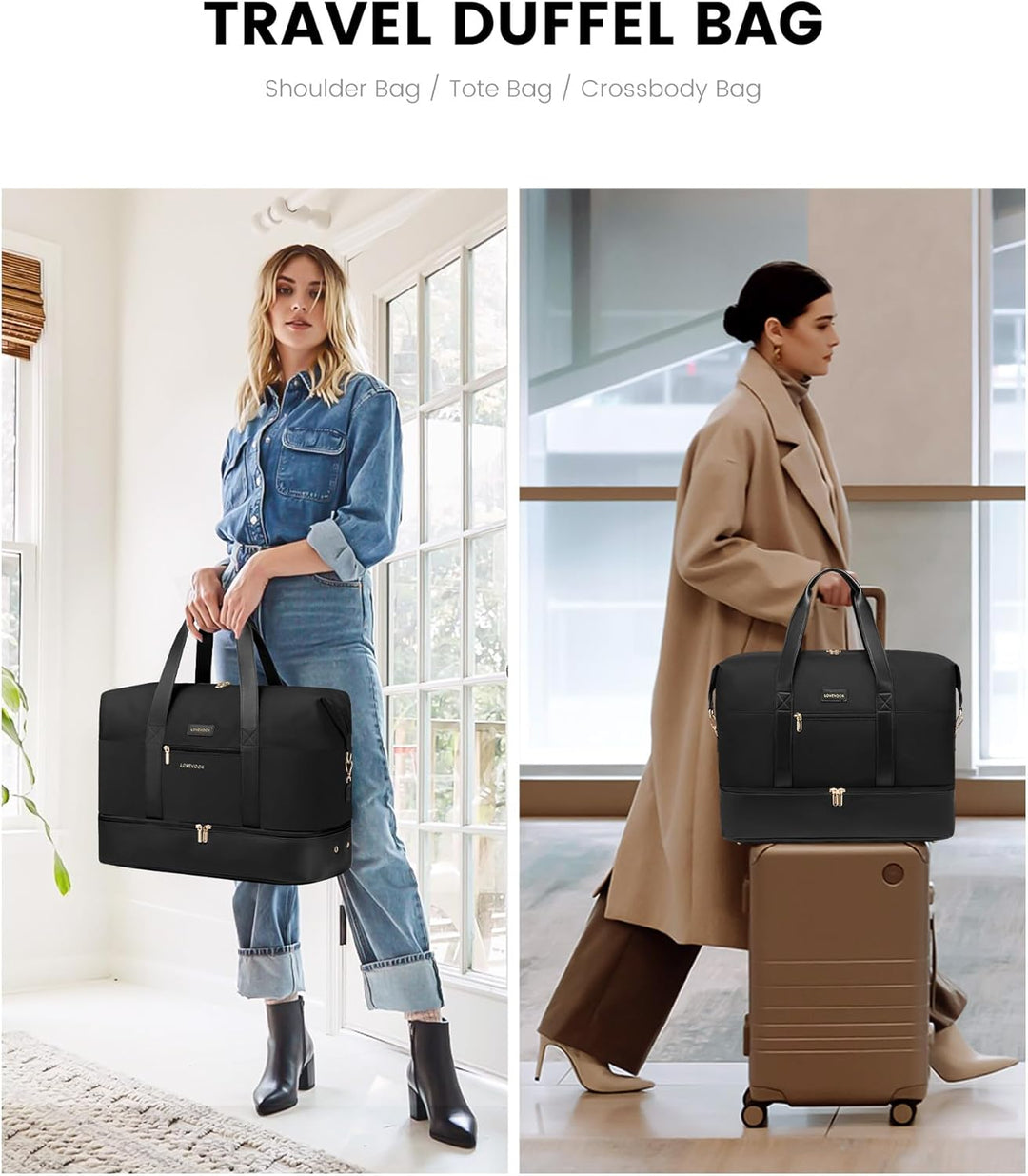 LOVEVOOK Handgepäck Tasche Für Flugzeug 40x20x25, Reisetasche Weekender Damen für Ryanair, Klein Spo
