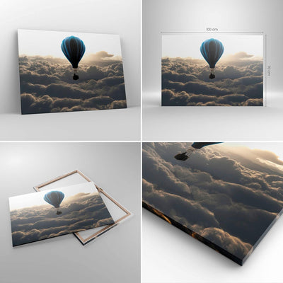 Bilder auf Leinwand 100x70cm Leinwandbild mit Rahmen Wolke Ballon Himmel Gross Wanddeko Bild Schlafz