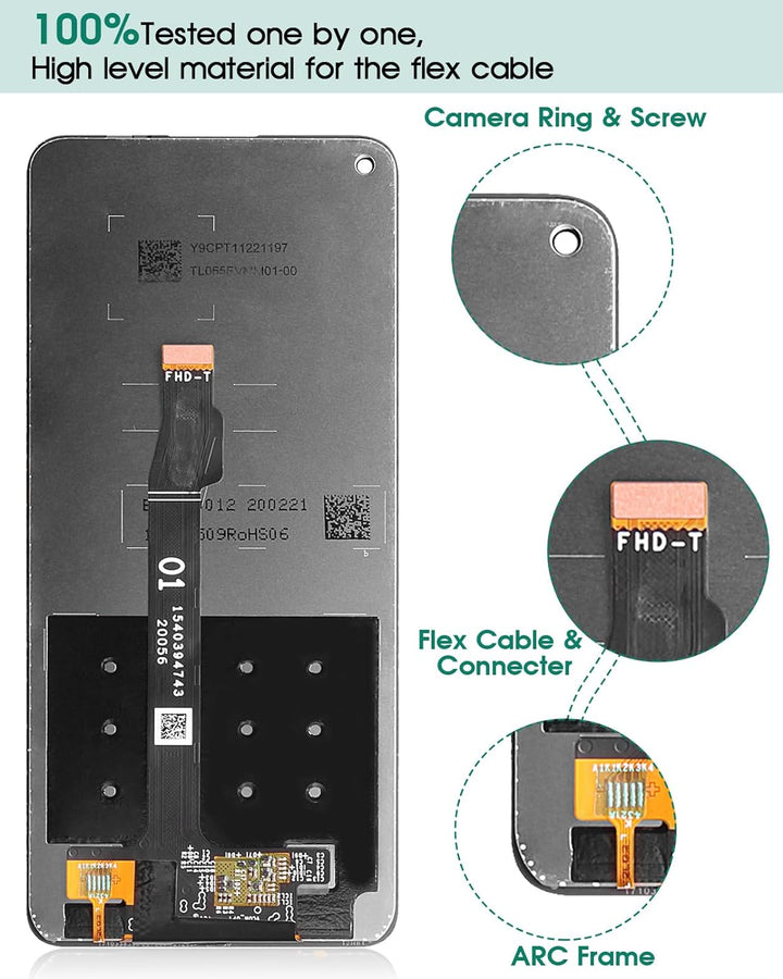 SRJTEK Kompatibel für Huawei P40 Lite 5G LCD Display Ersatzteile Assembly für CDY-NX9A Touch Screen