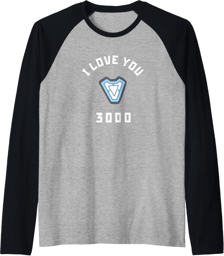 Marvel Avengers Endgame Iron Man I Love You 3000 Arc Reactor Raglan