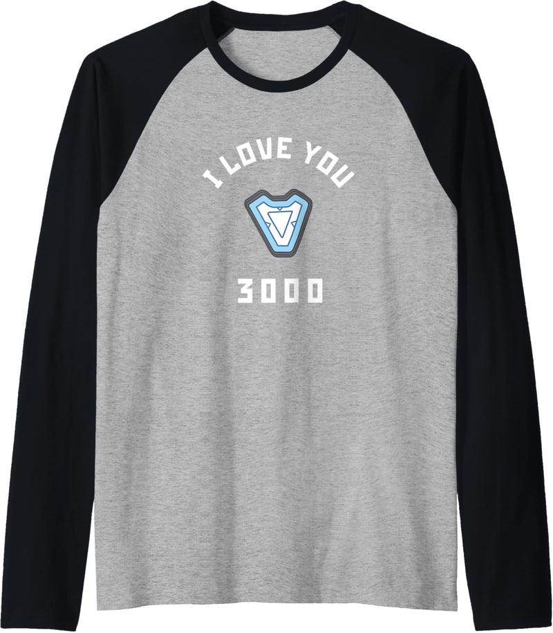 Marvel Avengers Endgame Iron Man I Love You 3000 Arc Reactor Raglan