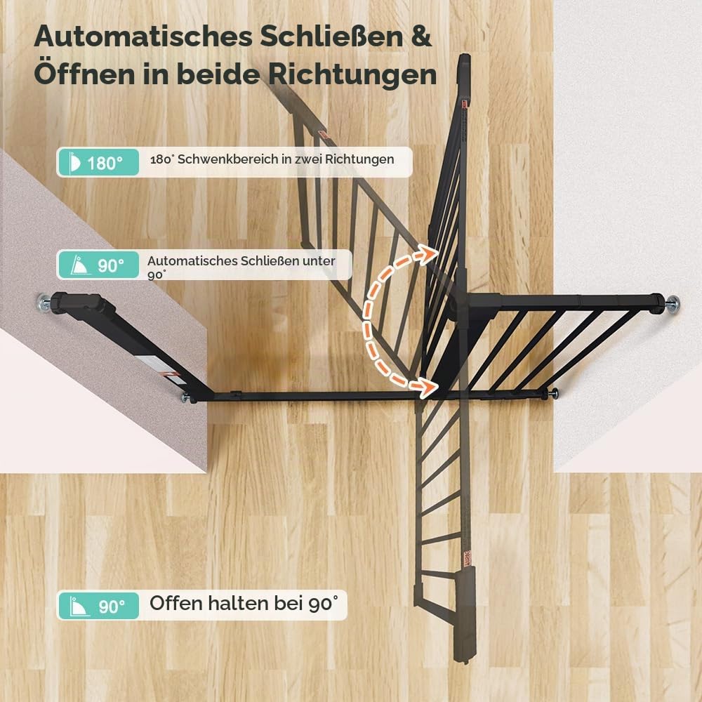 COMOMY 75 – 110 cm Sicherheitsbarriere für Kinder, Sicherheitsbarriere für Hunde, automatisches Schl