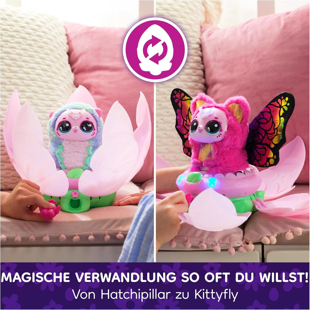 Hatchimals Bloomables Kittyfly, Interaktives Spielzeug mit Überraschung, doppelter Verwandlung und ü