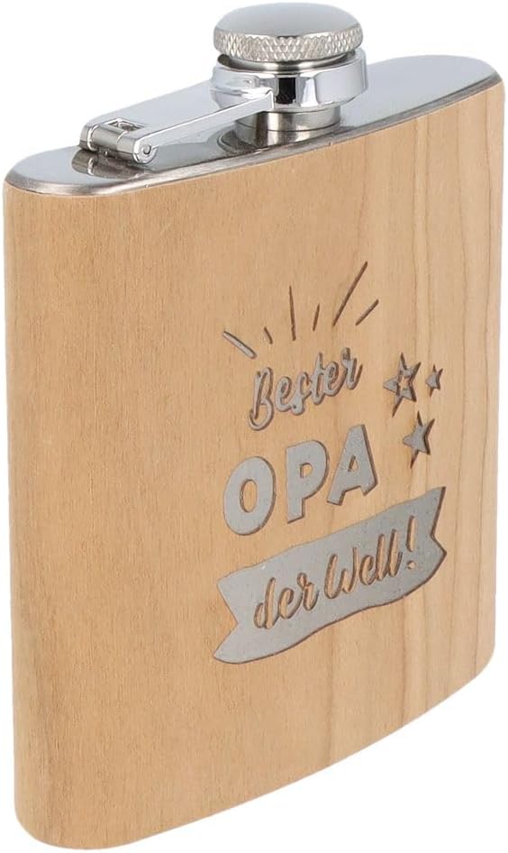 Spruchreif |Holz- Flachmann mit Gravur "Bester Opa der Welt" | Vatertag | Bester Opa | Lustiges Gesc