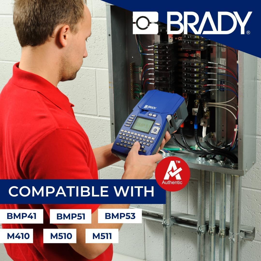 Brady Vinyl-Etikettenband für Etikettendrucker BMP41/BMP51/BMP53/M511, selbstklebende Druckeretikett