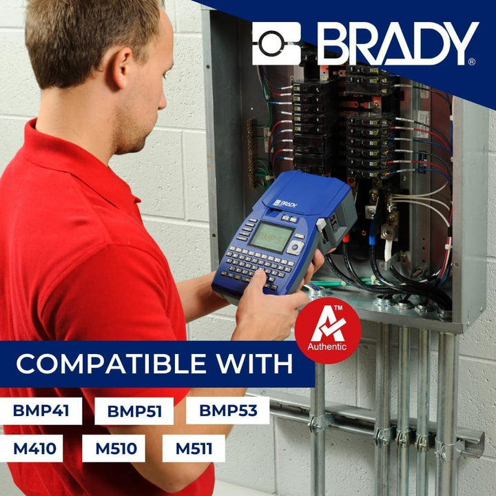 Brady Vinyl-Etikettenband für Etikettendrucker BMP41/BMP51/BMP53/M511, selbstklebende Druckeretikett