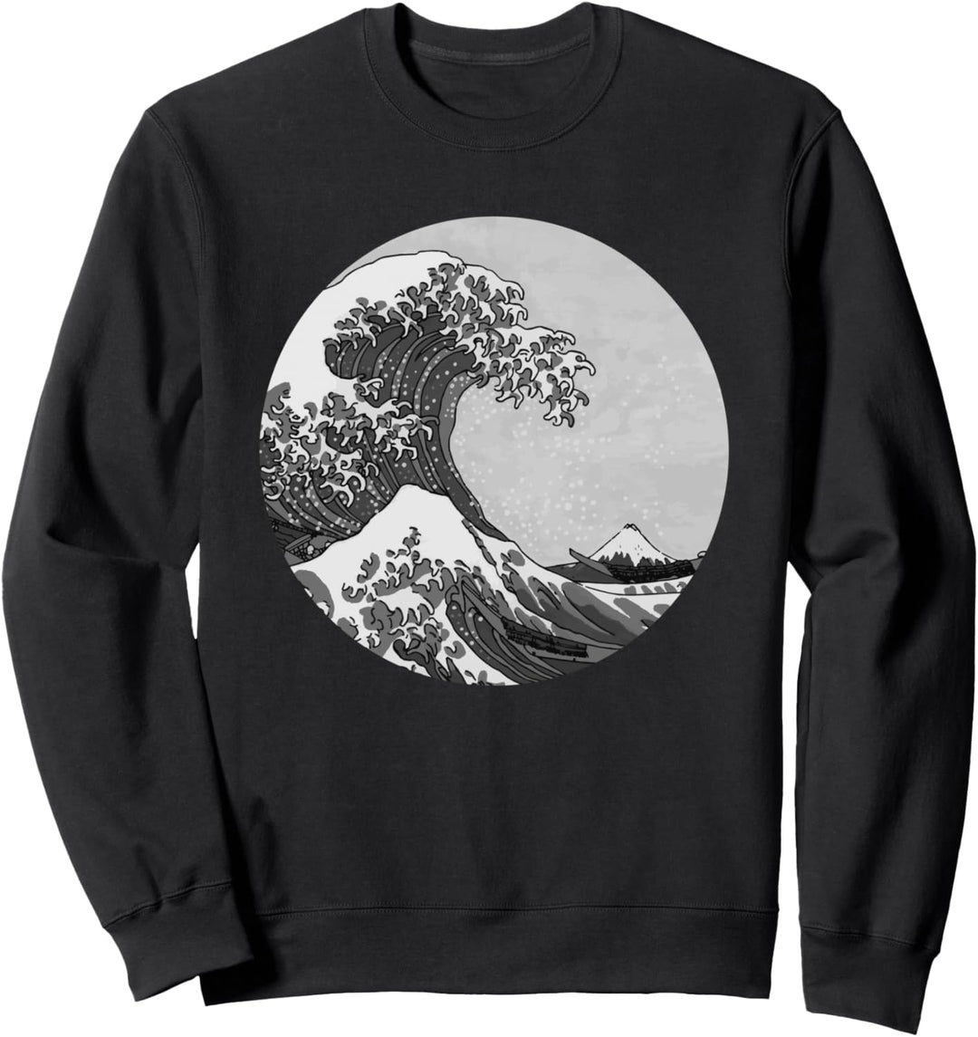 Die grosse Welle von Kanagawa Schwarz Weiss Sweatshirt