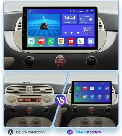 hizpo 9 Zoll Touchscreen Autoradio Kompatibel mit FIAT 500 2007-2014 mit Carplay/Android Auto 8-Core