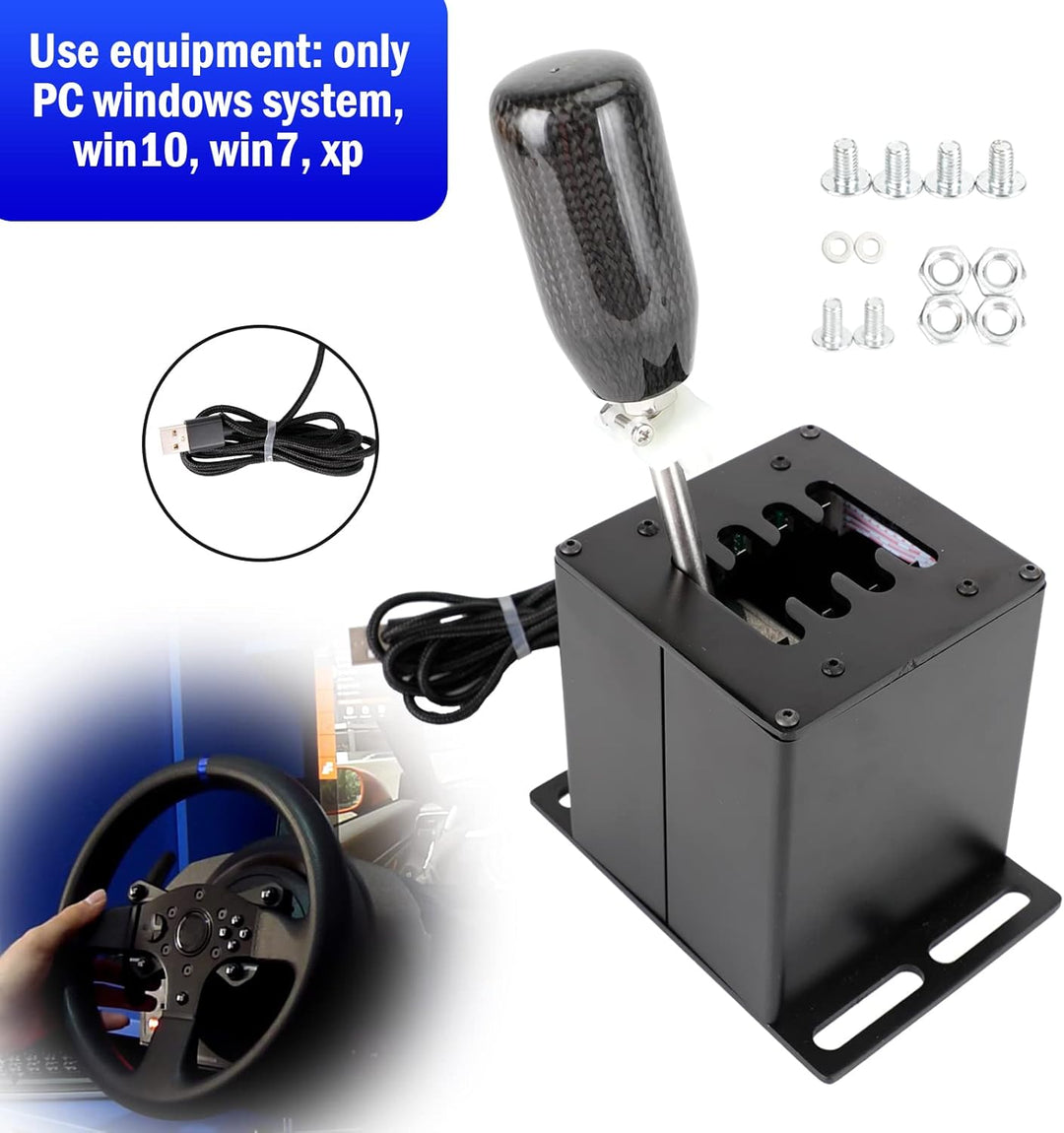 Bruce & Shark 7+R USB Simulator Shifter PC H Schalthebel für Logitech G29 G920 Lenkrad PC Schwarz 7+
