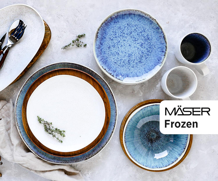 MÄSER Serie Frozen Set aus 3 Servierplatten, Keramik Servierteller in 3 Grössen, moderner Vintage Lo