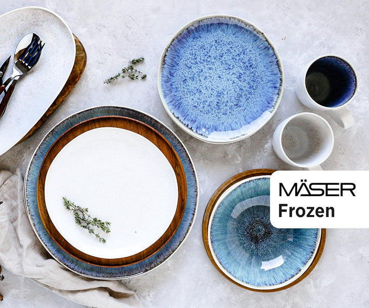 MÄSER Frozen, Müslischalen Set mit gesprenkelter Glasur und organischer Formgebung, 4 Keramikschalen