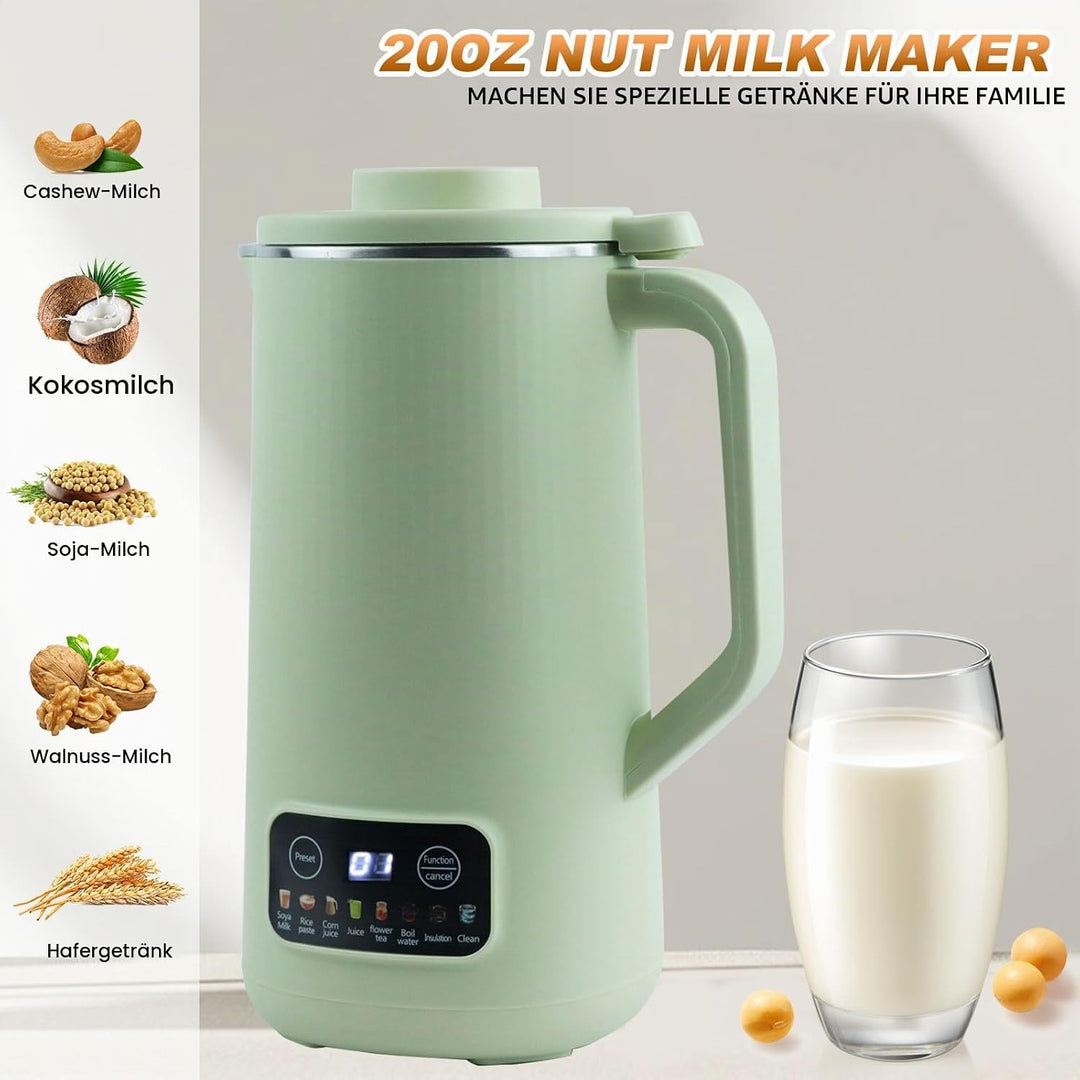 Sojamilch Hersteller, 600ml Entsafter Sojamilch Maschine mit 10 Klingen Hafermilch Maschine mit Verz