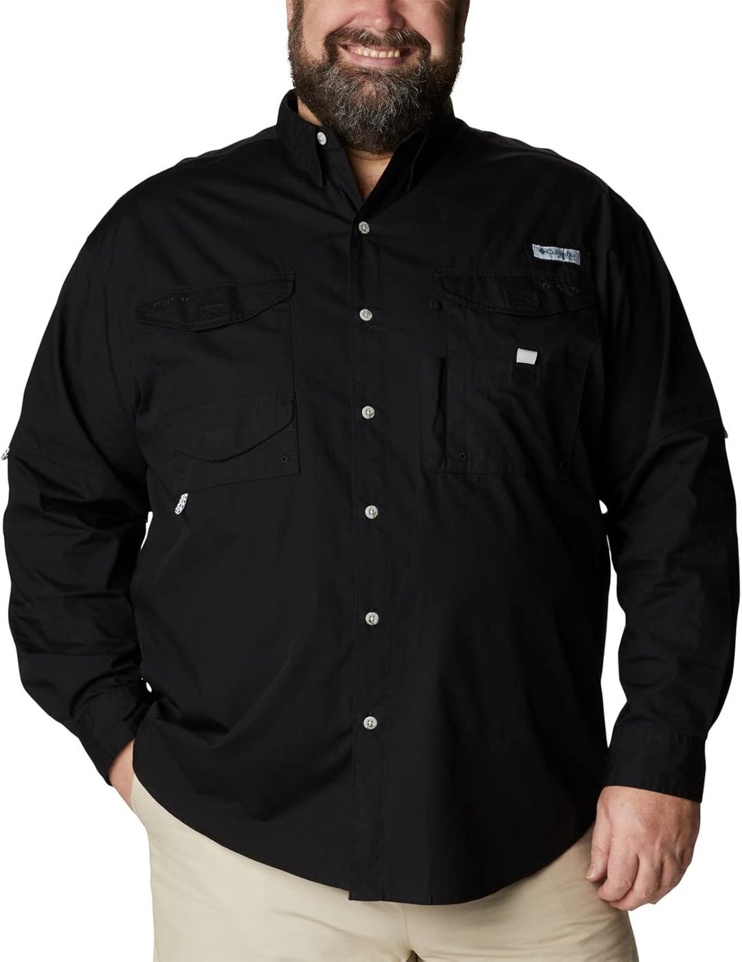Columbia Herren PFG Bonehead Langarmshirt, Baumwolle, Entspannte Passform Sport-Shirts 3X Schwarz, 3