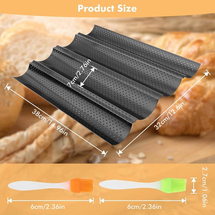 MXTIMWAN Baguette Backform, Backblech für Baguette Backform für 4 Baguettes, Baguetteform Baguette-B