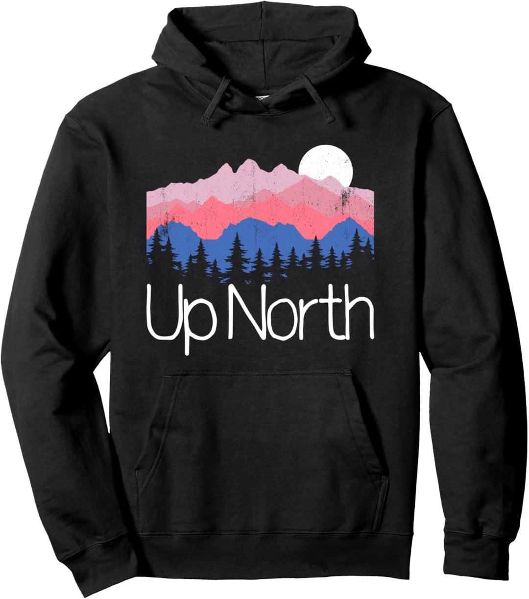 Oben North Retro Berge Camping Outdoor Wandern Pullover Hoodie