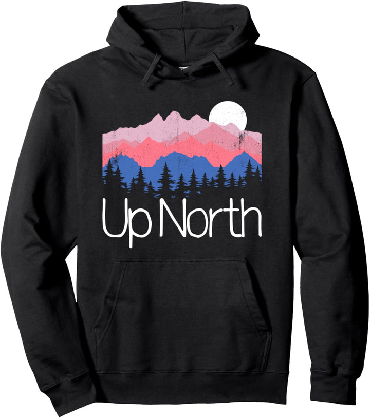 Oben North Retro Berge Camping Outdoor Wandern Pullover Hoodie