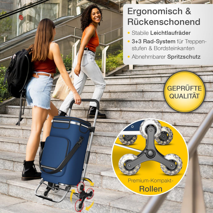 maxVitalis Einkaufstrolley Treppensteiger mit Kühlfach, Einkaufsroller klappbar, Shopping Trolley hö
