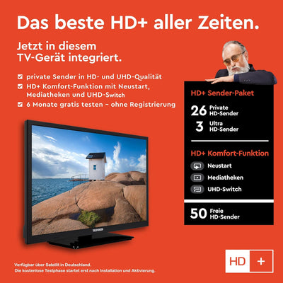 TELEFUNKEN XH24SN550MV 24 Zoll Fernseher/Smart TV (HD Ready, HDR, Triple-Tuner, 12 Volt) - 6 Monate