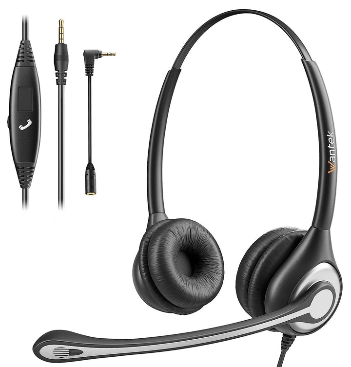 Wantek Telefon Headset 3,5mm Klinke, Laptop Kopfhörer mit Mikrofon Geräuschunterdrückung, Kabelgebun