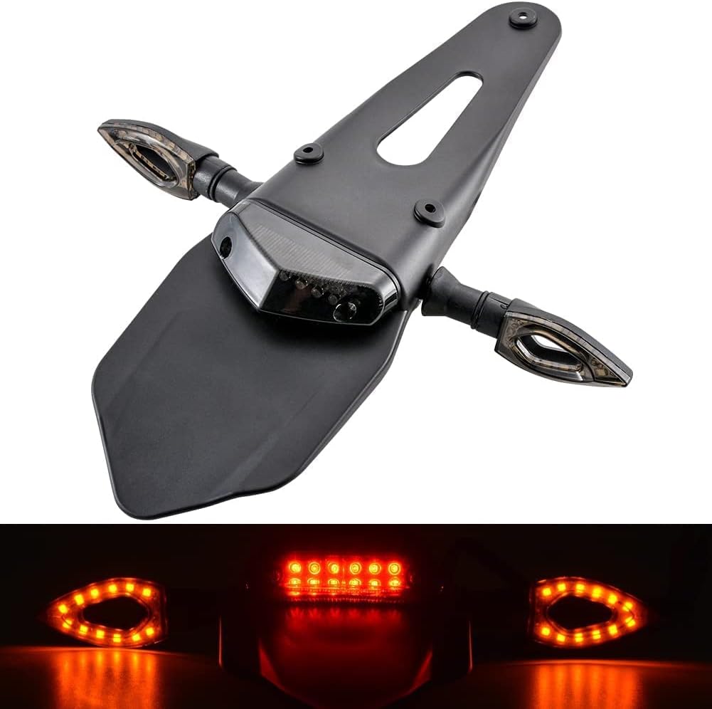 KaTur Motorrad Rück-Stossstange Bremse rotes Rücklicht Lampe LED mit Blinker Lampen für Offroad Moto