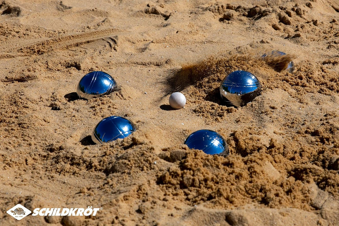 Schildkröt Boule, Boccia, Petanque Set, 2X 3 Stahlkugeln, 1x Zielkugel inkl. Abstandsmesser, in wied