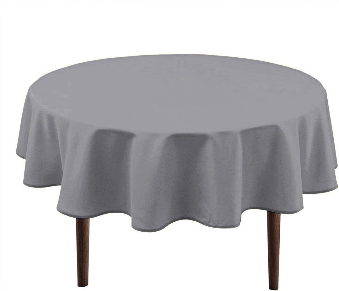 Hiasan Hellgrau Wasserabweisend Tischdecke aus Polyester,Rund120cm,Anti-Falten Tischtuch,geeignet fü