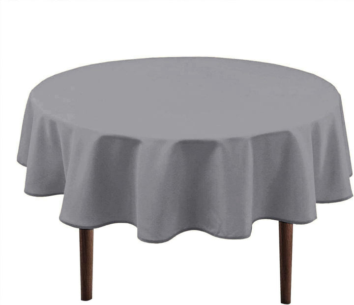 Hiasan Hellgrau Wasserabweisend Tischdecke aus Polyester,Rund120cm,Anti-Falten Tischtuch,geeignet fü