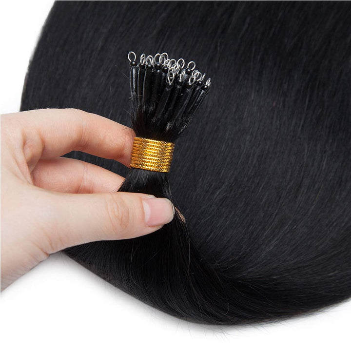 SEGO Nanoring Extension Echthaar 1g Loop Haarverlängerung Haarteile 50 Strähnen Glatt 100% Remy Huma