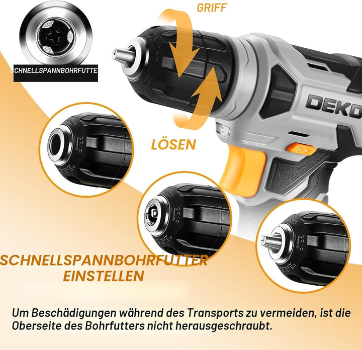 Akkuschrauber Akku Bohrschrauber Akkubohrer Bohrmaschine Schrauber set：DEKOPRO 8V 42tlg Zubehör Bohr