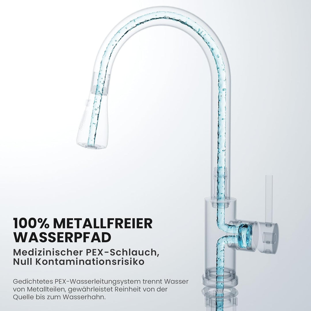 Wasserhahn küche mit Ausziehbar Hochdruck fur Spüle - Küchenarmatur Schwarz mit Brause - Edelstahl A