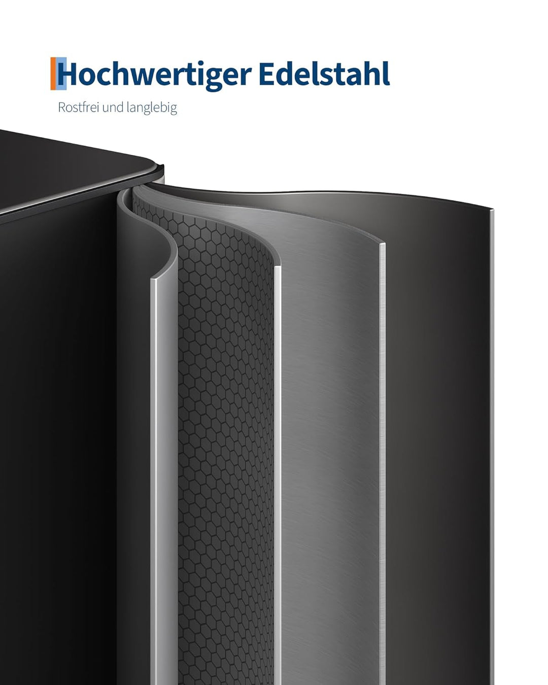 GarveeHome Mülleimer Küche, Mülleimer 3 fächer, Mülltrennsystem 3 x 15 Liter, Tretmülleimer mit Edel