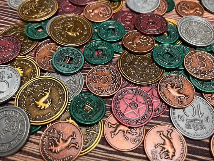 Stonemaier Games, Scythe: Metal Coins Upgrade Pack, Board Game, 1 to 5 Players, Ages 14+, 90 to 120