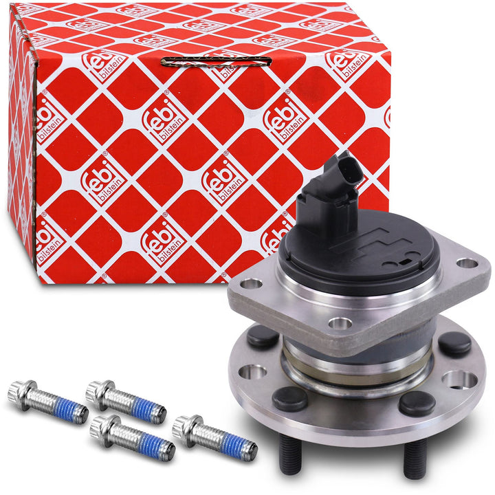 febi bilstein 19983 Radlagersatz mit Radnabe, ABS-Sensor und Befestigungsschrauben , 1 Stück
