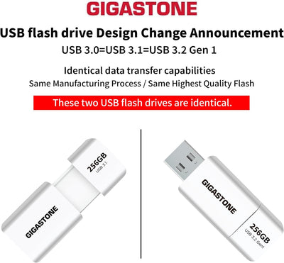 Gigastone Z60 256GB 2-Pack USB 3.2 Gen1 Flash Drive, R/W 120/80MB/s Ultra High Speed Pen Drive, Capl