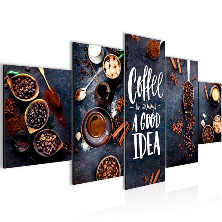 Runa Art Bild Esszimmer Küchenbilder Küche Kaffee 5 Teilig Coffee Esszimmer Grau Braun Wandbilder au