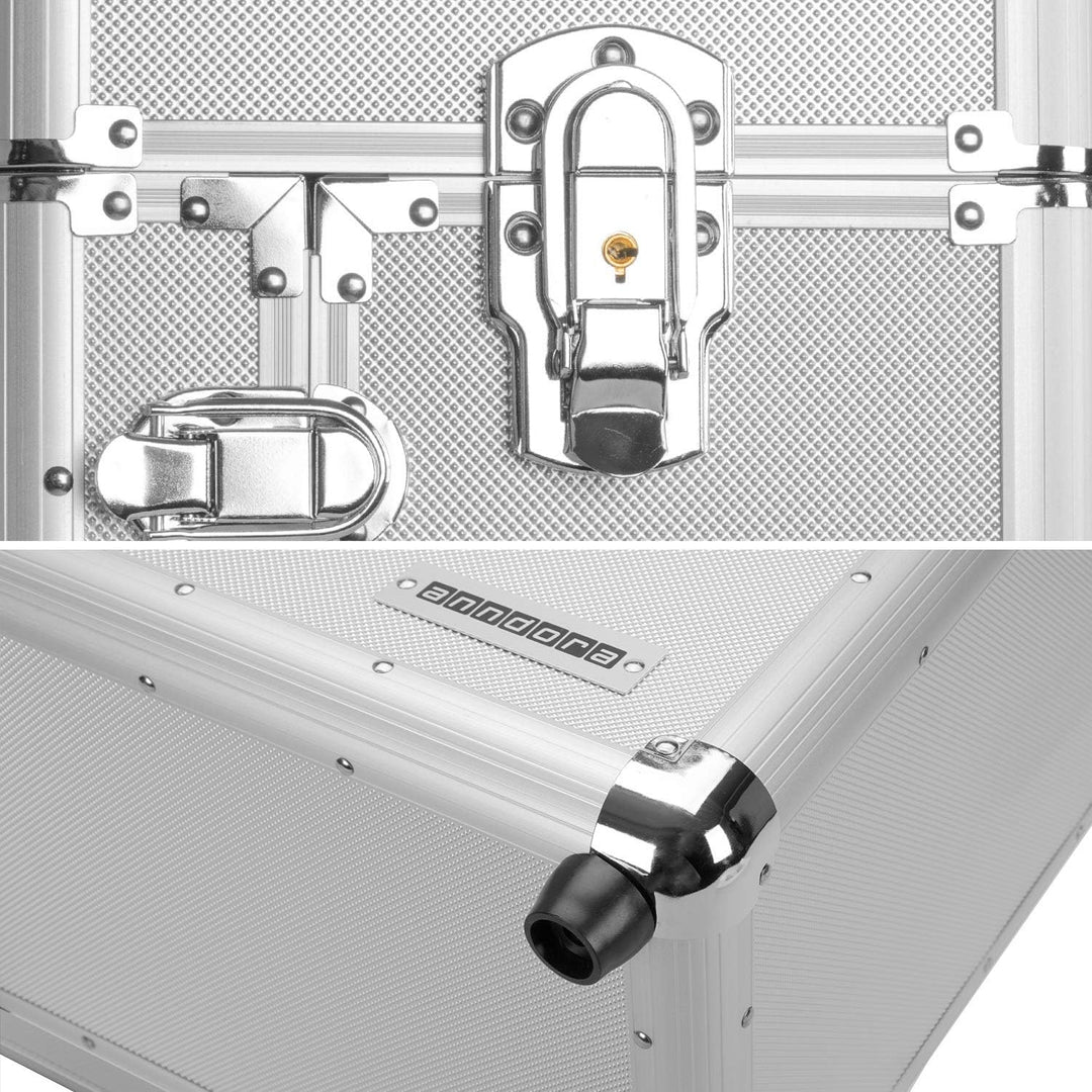 anndora 2 Rad Werkzeug Trolley 60 Liter Werkzeugkoffer silber, Silber