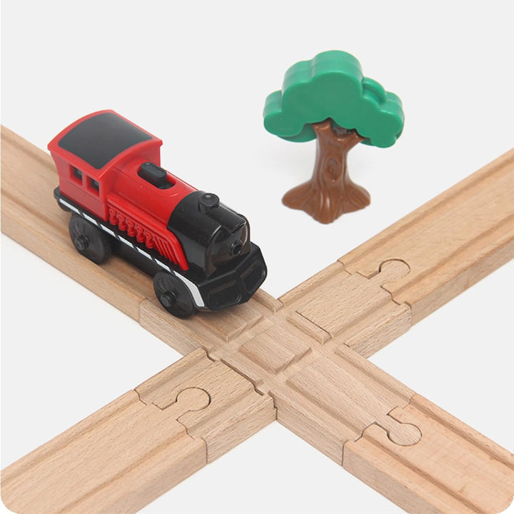 33pcs Holzeisenbahn Schienen | Mit S-Schiene, Kreuzung, Weichen | Kompatibel mit Eisenbahn Marken |