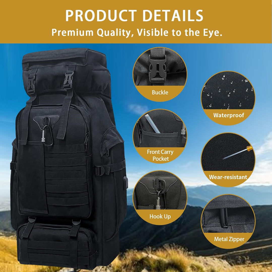 Vaupan Wandern Rucksack, 80L Camping Rucksack, wasserdichte grosse Outdoor Sport Reise Daypack Molle
