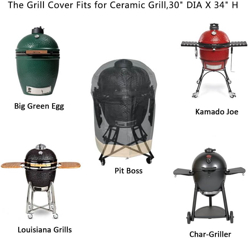 Onlyfire Kamado Grill Abdeckung, Kompatibel für grosse Big Green Egg Grills und Grills vom Typ Kamad