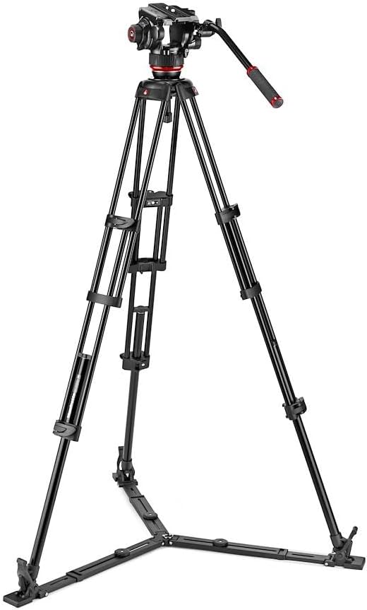 Manfrotto 504X Fluid-Videokopf mit Doppelbeinstativ, Kit mit Aluminiumstativ und Videokopf, Doppelbe