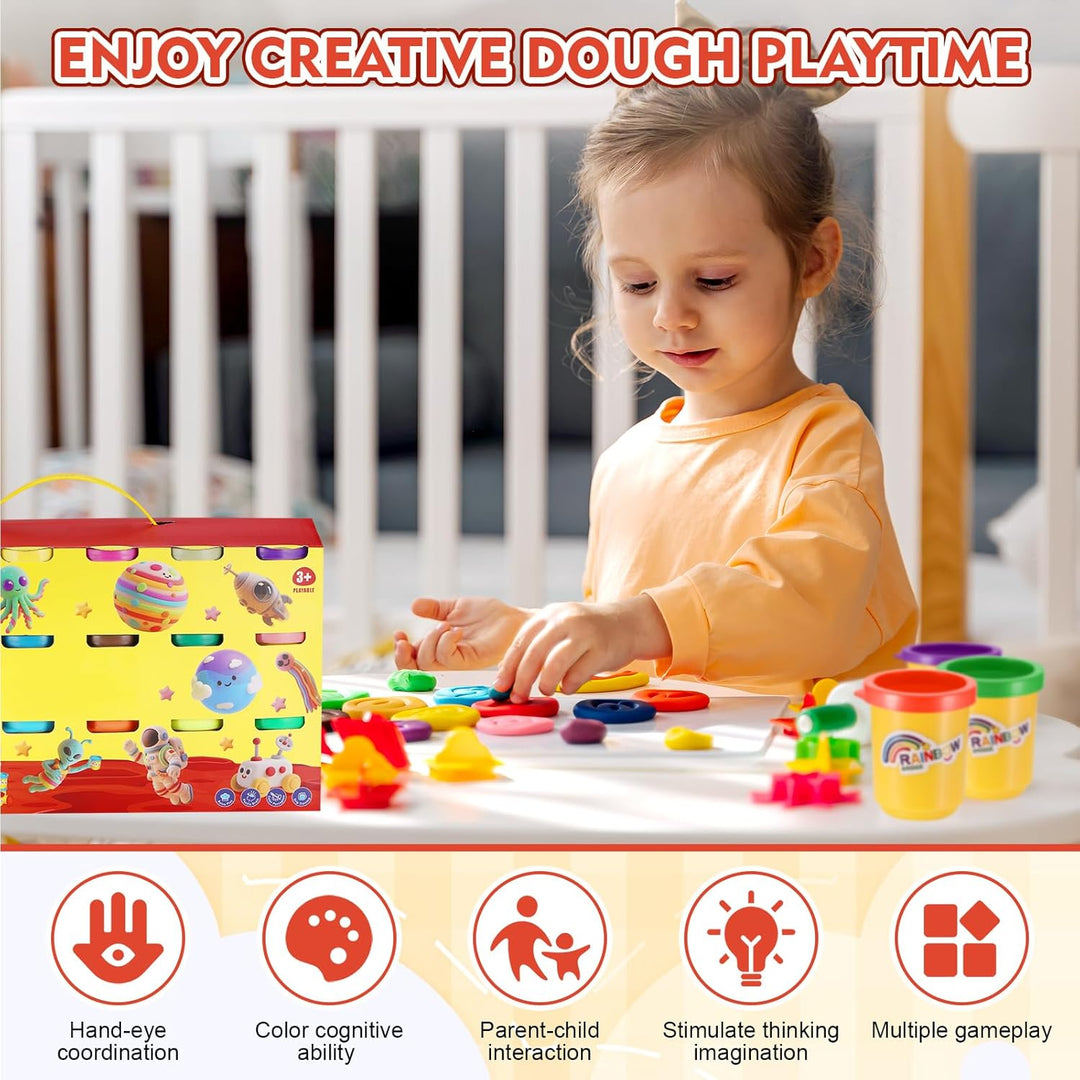 36er Pack Knete Set für Kinder, Kinderknete, Knetmasse für Fantasievolles und Kreatives Spielen, Kne