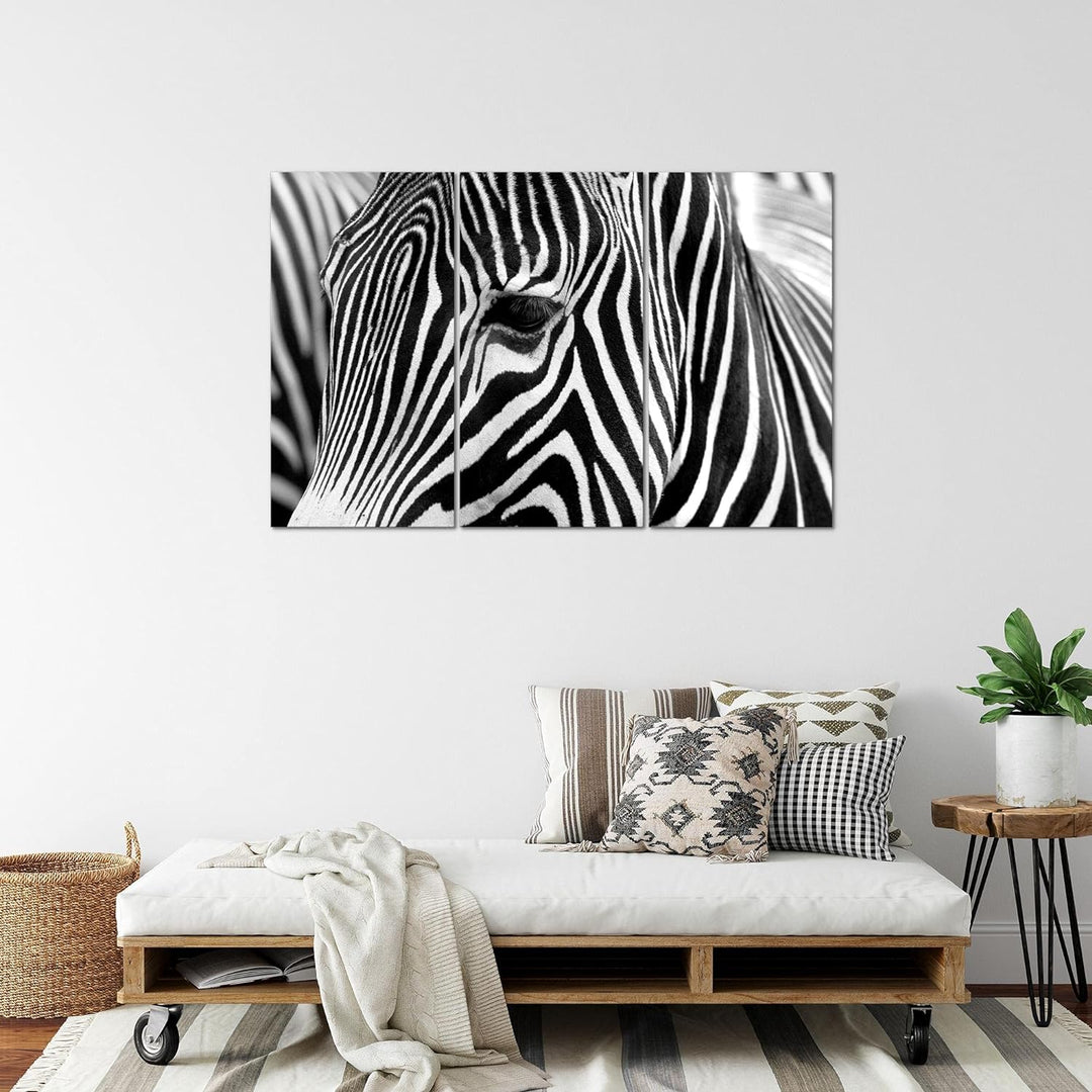 Runa Art Wandbilder Afrika Zebra Bild XXL Wohnzimmer Schlafzimmer Schwarz Weiss Tiere 120 x 80 cm 3
