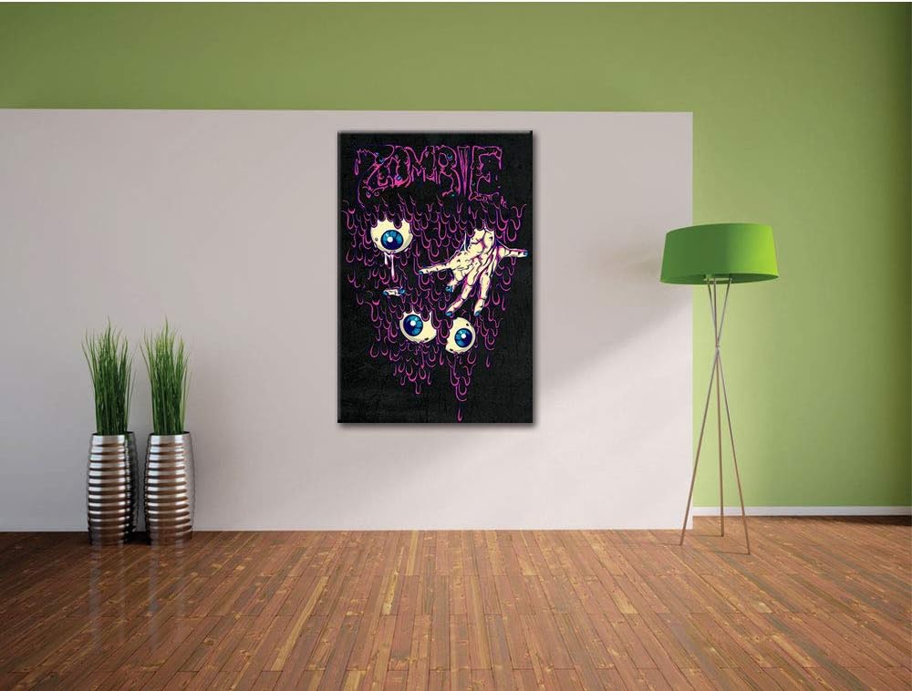 Dark Zombie-Eyes black Leinwandbild Bild auf Leinwand, XXL riesige Bilder fertig gerahmt mit Keilrah