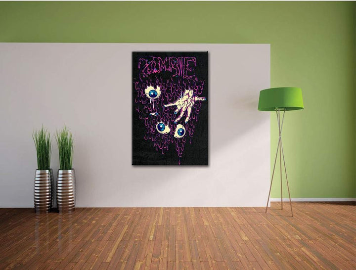 Dark Zombie-Eyes black Leinwandbild Bild auf Leinwand, XXL riesige Bilder fertig gerahmt mit Keilrah